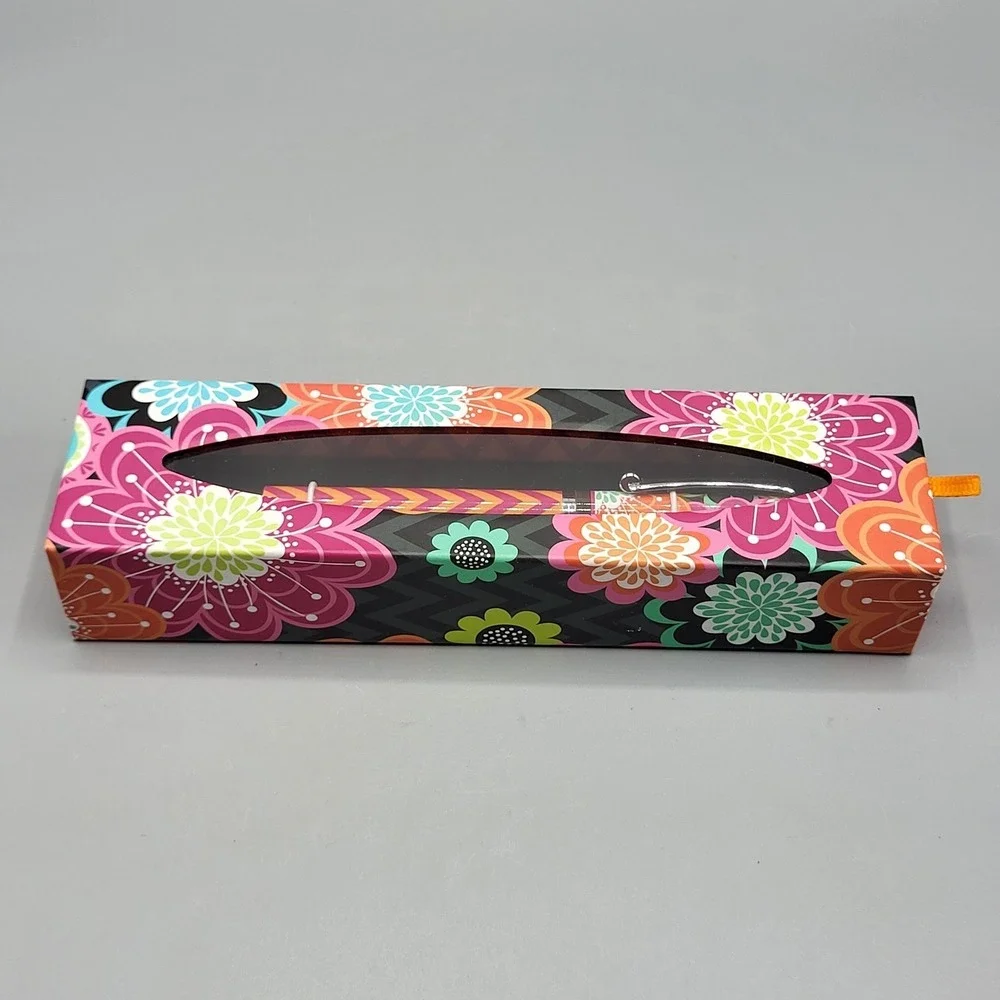 Vera Bradley Ballpoint Pen Ziggy Zinnia Floral Chevron Black Ink 11002-163 Pink